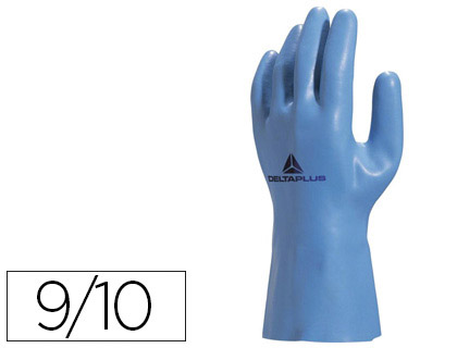 GANT LATEX DELTAPLUS SUPPORT COTON JERSEY LONGUEUR 30CM PAISSEUR 1.25MM COLORIS BLEU TAILLE 9/10 PAIRE