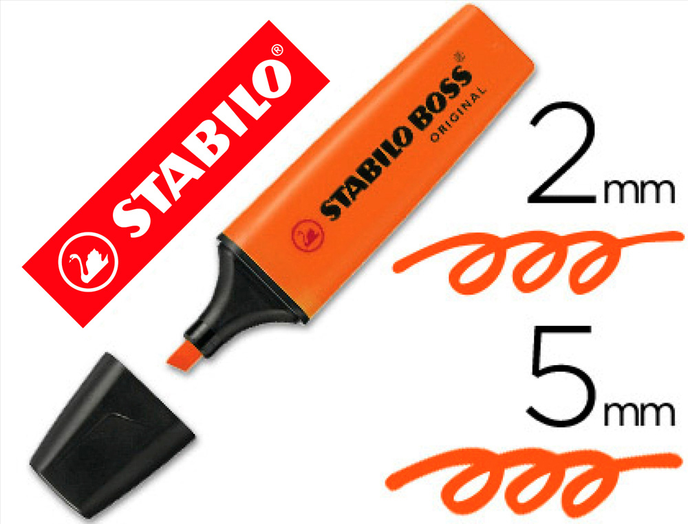 SURLIGNEUR STABILO BOSS TRAC 2/5MM POINTE BISEAUTE ENCRE UNIVERSELLE BASE EAU RSISTANTE LUMIRE COLORIS ORANGE