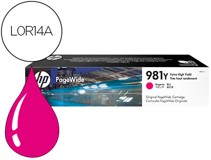CARTOUCHE HP 981Y JET D'ENCRE L0R14A PAGEWIDE COULEUR MAGENTA 16000P