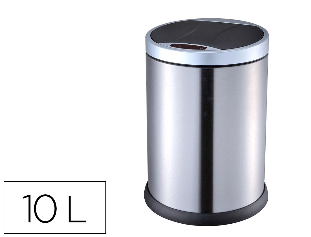 POUBELLE Q-CONNECT METALLIQUE OUVERTURE AUTOMATIQUE         CAPACITE 10L
