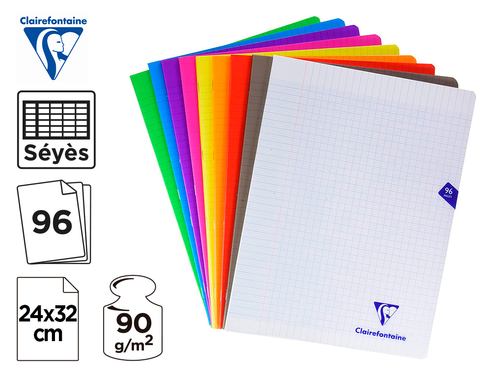 CAHIER PIQUE CLAIREFONTAINE MIMESYS COUVERTURE            POLYPROPYLENE 24X32CM 96      PAGES 90G SEYES COLORIS