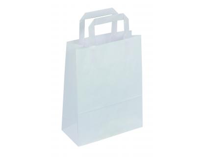 SAC KRAFT 90G/M2 POIGNEES PLATES  32X15X40CM PAQUET 50  UNITES COLORIS BLANC