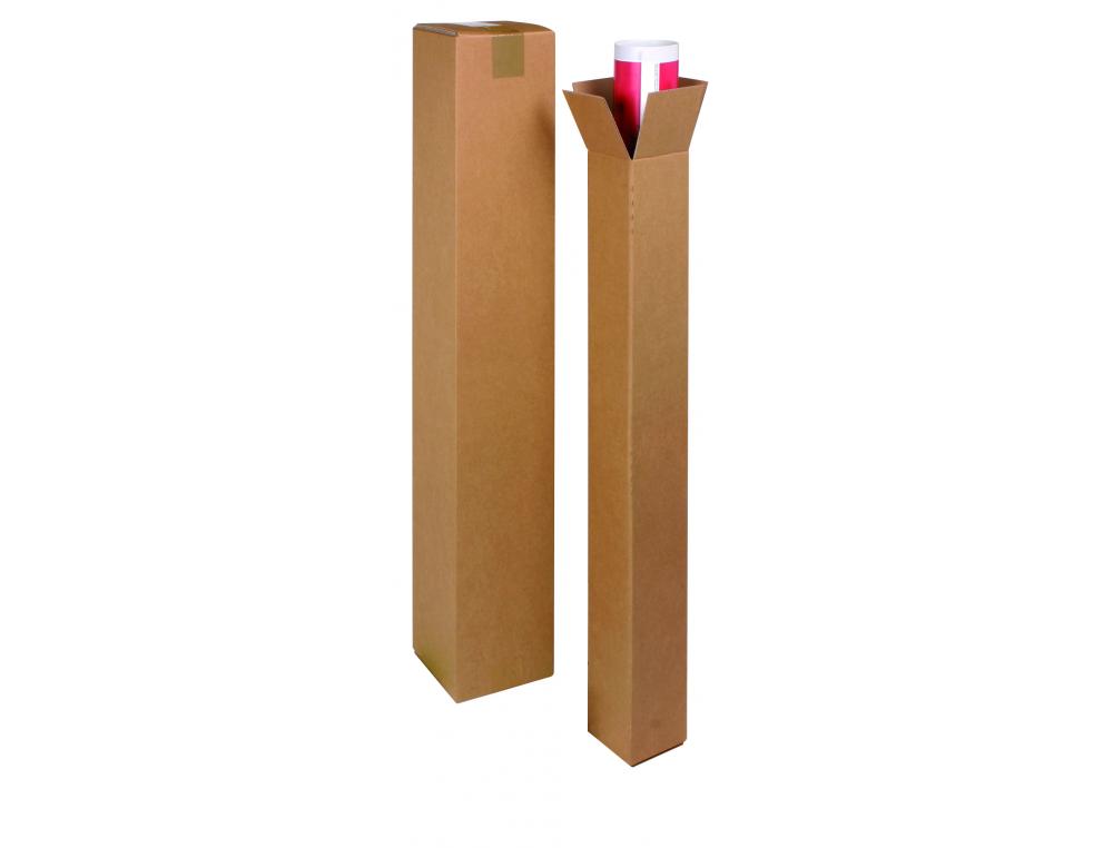 TUBE D EXPEDITION CARRE CARTONKRAFT RECYCLE SIMPLE CANNELUREPROTECTION RENFORCEE AUX      EXTREMITES 10X10X90CM