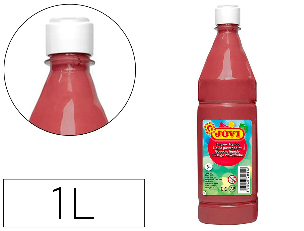 GOUACHE LIQUIDE JOVI BASIC TOUT SUPPORT PAPIER CARTON    BOIS TISSU PATE A MODELER 1L  COLORIS MARRON
