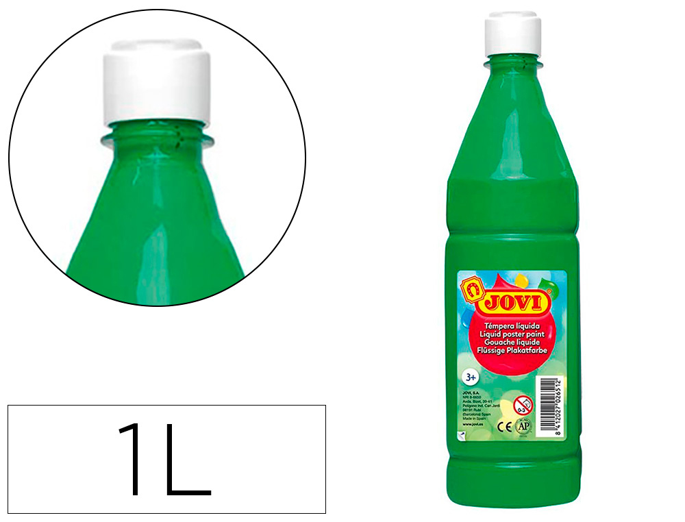 GOUACHE LIQUIDE JOVI BASIC TOUT SUPPORT PAPIER CARTON    BOIS TISSU PATE A MODELER 1L  COLORIS VERT MOYEN