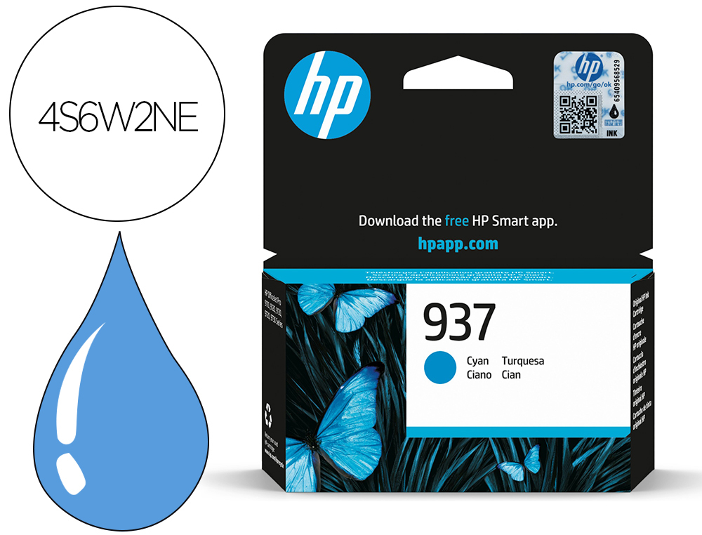 CARTOUCHE HP JET D'ENCRE ORIGINAL 937 4S6W2NE 800      PAGES COLORIS CYAN