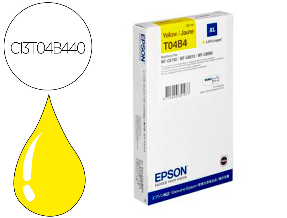 CARTOUCHE ENCRE  EPSON WF-C81XX / WF-C86XX XL JAUNE