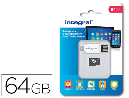 CARTE MICRO INTÉGRAL SDXC CAPACITÉ 64GB LECTEUR CARTES OTG VITESSE TRANSFERT 90MB/S SPÉCIALE SMARTPHONES TABLETTES