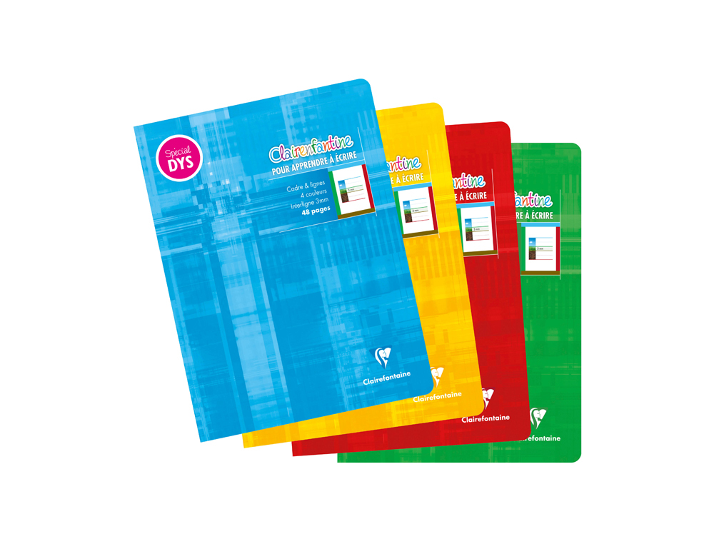 CAHIER CLAIREFONTAINE ECRITURE PIQUE SPECIAL DYS    170X220MM 48P REGLURE CADRE   ET LIGNES 4 COULEURS ET