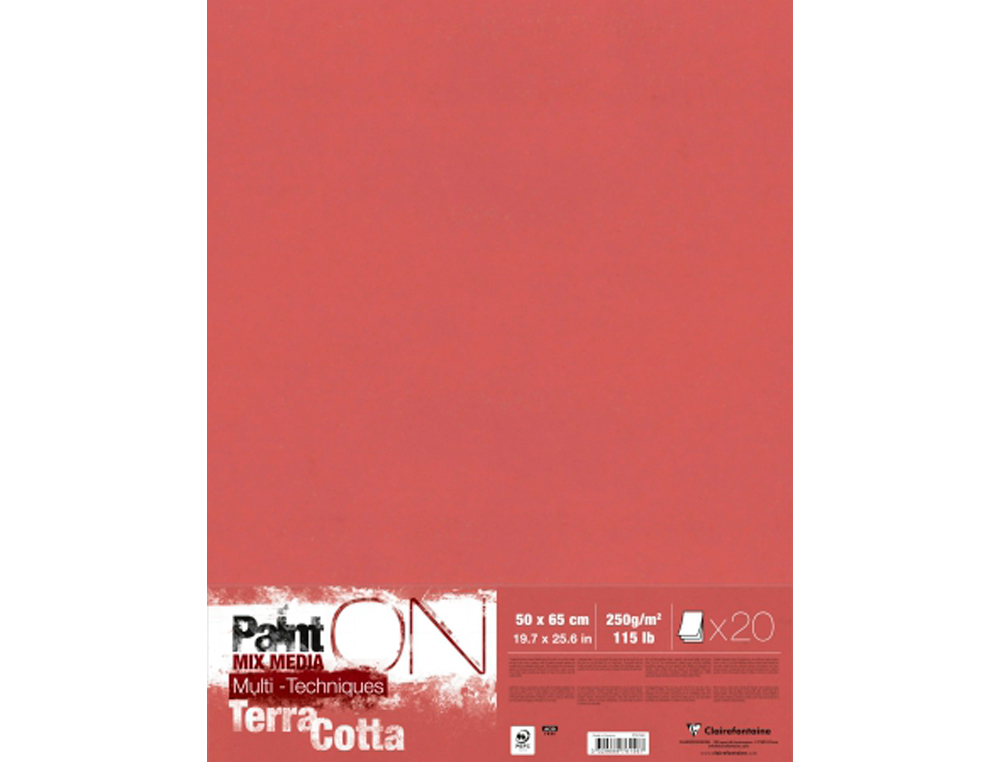 FEUILLE DESSIN CLAIREFONTAINE PAINT ON 500X650MM 250G       COLORIS TERRACOTTA PAQUET 10  UNITES