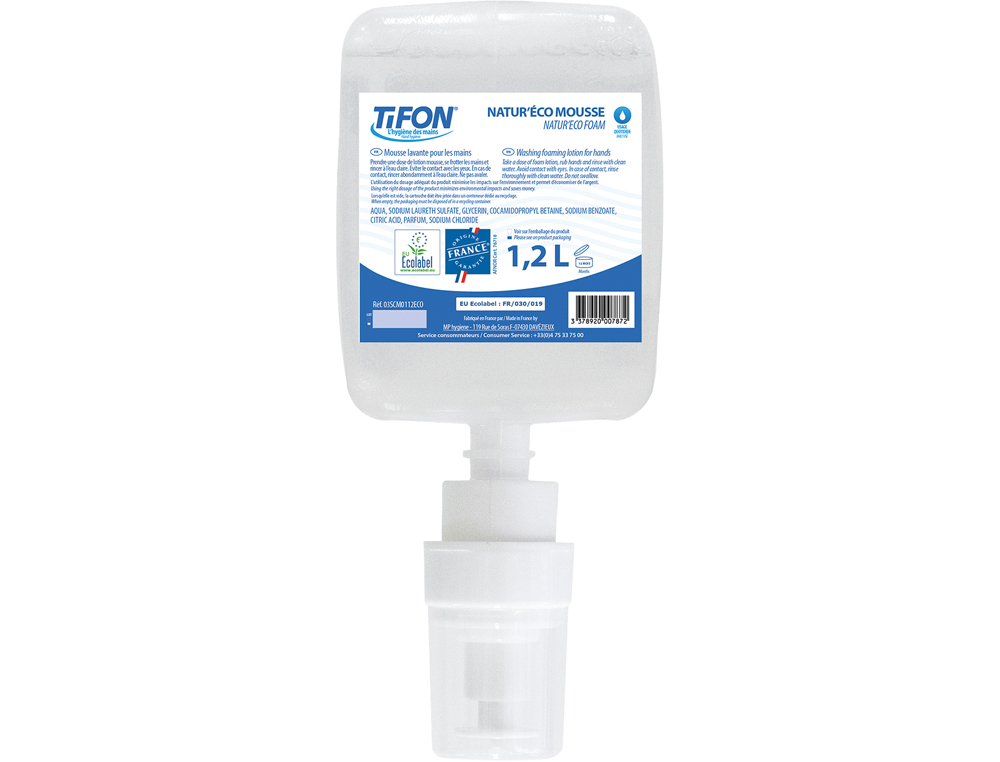 LOTION MOUSSANTE COLDIS PARFUMEE POUR MAINS ECOLABEL  NATUR'ECO CARTOUCHE 1,2L