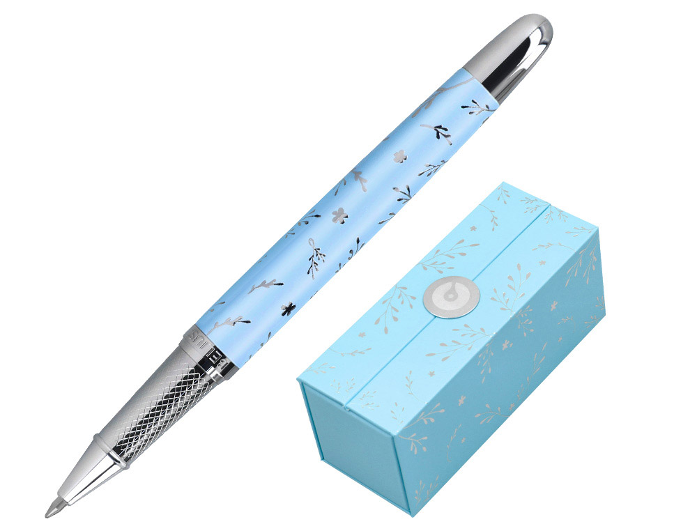 ROLLER BELIUS COLLECTION1 ALUMINIUM ENCRE NOIRE COLORIS BLEU CIEL DESIGN RELIEF       ARGENTE BOITE DESIGN