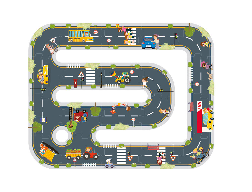 PUZZLE ENFANT IMAGINOVO VILLE ET ROUTE BOIS +3 ANS 21       PIECES 22X22X6,4 CM