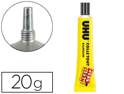 COLLE TRANSPARENTE UHU FLEX&CLEAN FORTE TRANSPARENTE TRAVAUX MANUELS AVEC SOLVANT TUBE PLASTIQUE ANTI-GOUTTE 20G