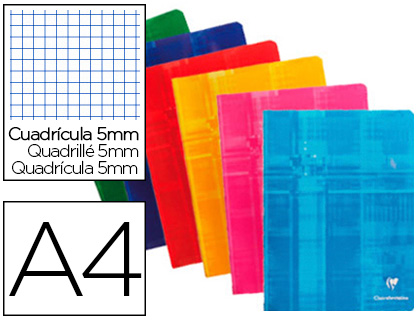 CAHIER PIQU CLAIREFONTAINE PAPIER VLIN VELOUT COUVERTURE PELLICULE A4 21X29,7CM 96 PAGES 90G 5X5MM