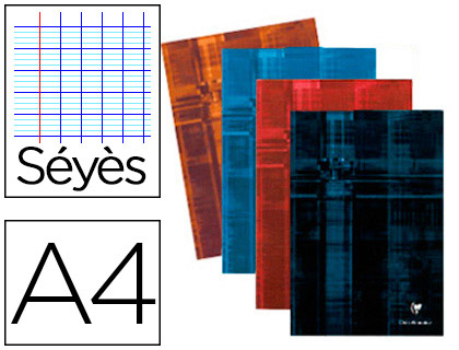 CAHIER BROCHÉ CLAIREFONTAINE PAPIER VÉLIN VELOUTÉ REMBORDÉ RIGIDE A4 21X29,7CM 192 PAGES 90G SÉYÈS