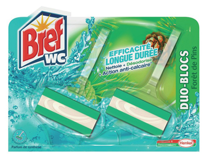DUO-BLOC WC SOL TRIPLE ACTION ANTI-TARTRE NETTOYANT DSODORISANT FRACHEUR FORT PINS 2X40G