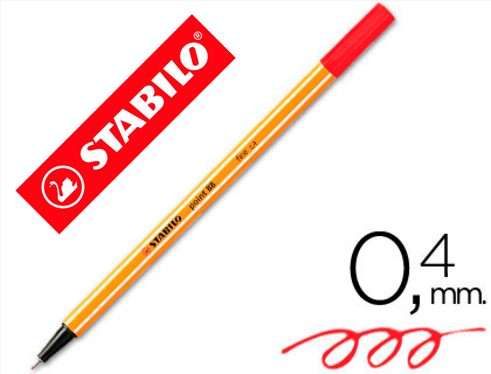 STYLO-FEUTRE STABILO POINT 88 CRITURE FINE 0.4MM 1000M POINTE GAINE MTAL CORPS HEXAGONAL COLORIS ROUGE