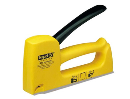 PISTOLET CLOUEUR RAPID HOBBY R13E POIGNE ERGONOMIQUE UTILISE AGRAFES FIL FIN 13/4 10MM INSONORIS SANS RECUL JAUN/ORANG