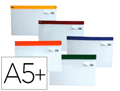 POCHETTE ENVELOPPE ZIP 255X190MM DOCUMENT A5 148X210MM TOUS USAGES COLORIS ASSORTIS