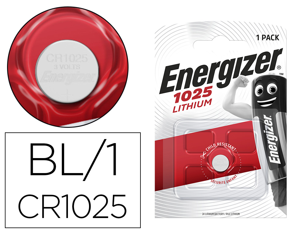 PILE ENERGIZER MINIATURE APPAREILS ÉLECTRONIQUES I.C.E. CR1025 3V BLISTER 1 UNITÉ