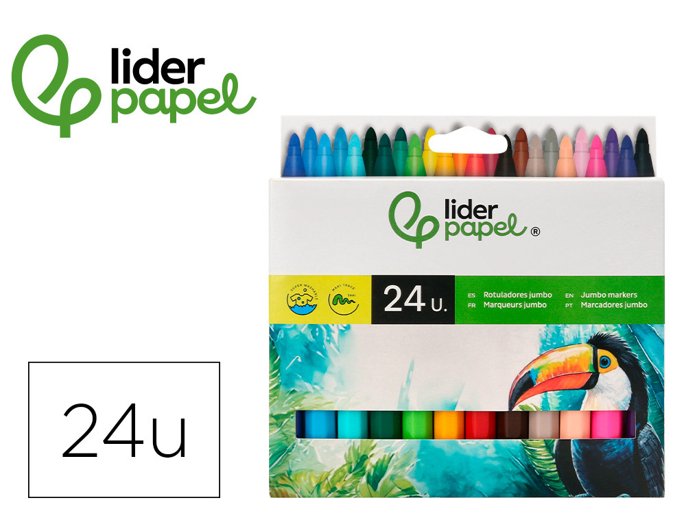 FEUTRE COLORIAGE LIDERPAPEL JUMBO LONGUEUR CRITURE 800M POINTE NYLON 5MM DIAMTRE BOTE CARTON 24 UNITS