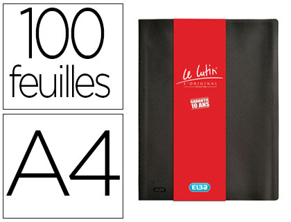 PROTGE-DOCUMENTS ELBA LE LUTIN CLASSIQUE PVC SOUPLE ANTI-TRANSFERT ENCRE 50 POCHETTES 100 VUES COLORIS NOIR