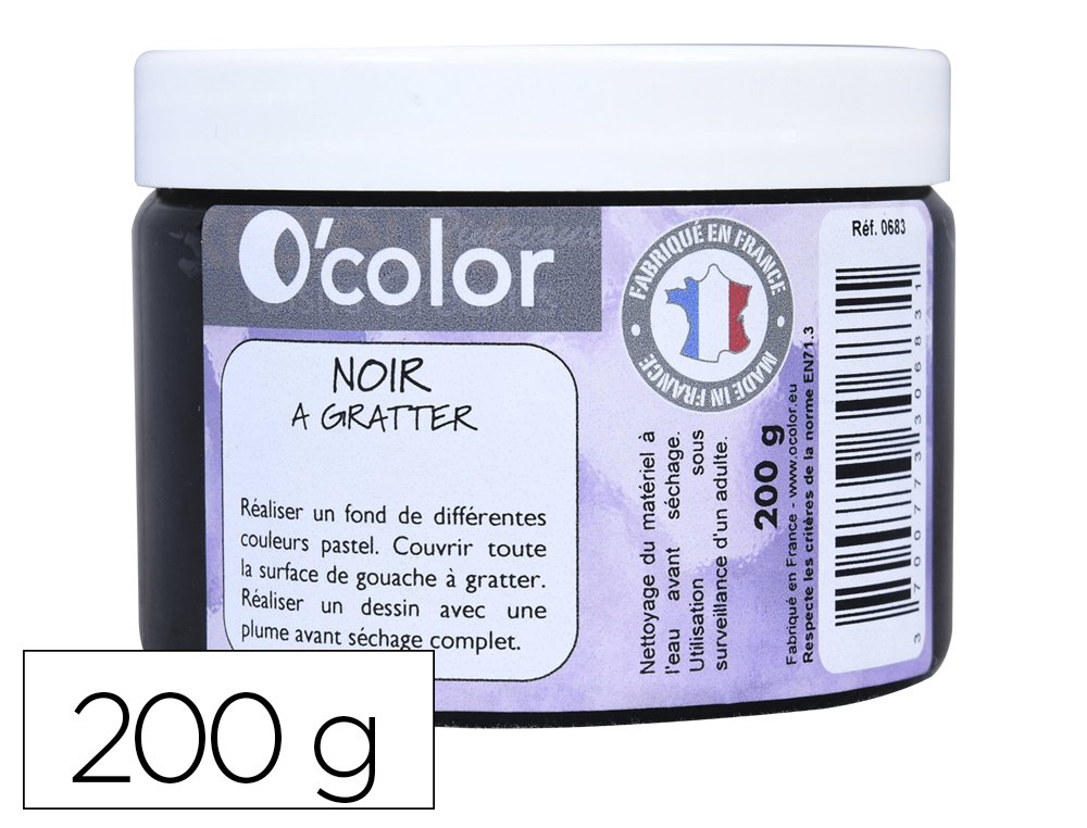 PEINTURE O'COLOR NOIR A GRATTER PRETE A L'EMPLOI POT  200GR