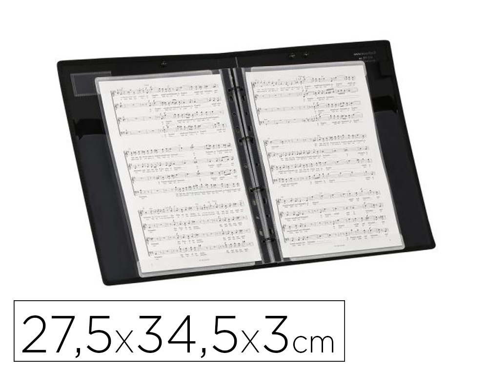 CLASSEUR PORTE-PARTITIONS VIQUEL ADAGIO VOCALYZ PP 12/10E 4 ANNEAUX LANIERE MAINTIEN OUVERTURE SANGLE MAIN AU DOS NOIR