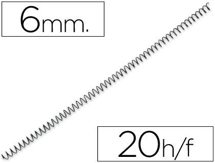SPIRALE Q-CONNECT MTALLIQUE RELIEUR PAS 5:1 20F CALIBRE 1MM DIAMTRE 6MM COLORIS NOIR BOTE 200 UNITS