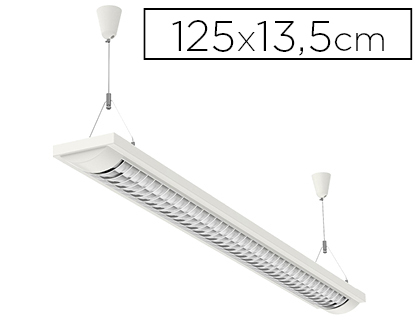 PLAFONNIER MAULLINE BASSE CONSOMMATION CLASSE A 2X36W CORDON 2.5M CORPS EN MTAL THERMOLAQU BLANC 1250MM