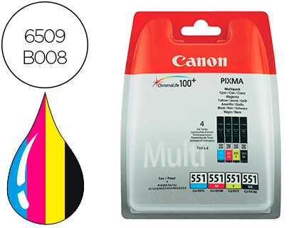 CARTOUCHE CANON JET D'ENCRE PGI-551BK MULTIPACK 4 COULEURS 349P