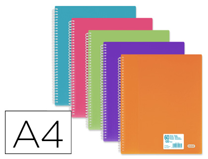 PROTÈGE-DOCUMENTS À SPIRALE ELBA SCHOOL LIFE FORMAT A4 60 POCHETTES POLYPROPYLÈNE TRANSLUCIDE COLORIS ASSORTIS