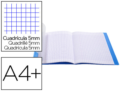 CAHIER  RABAT CONQURANT COUVERTURE POLYPROPYLNE 24X32CM 96 PAGES 90G 5X5MM INCOLORE