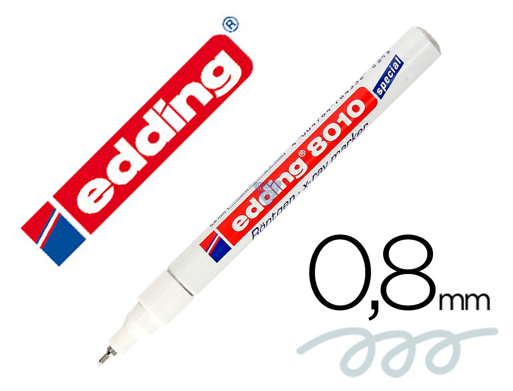 MARQUEUR EDDING E-8010 X-RAY POINTE OGIVE TRAIT 0.8MM PHOTO/RADIO HPITAUX RSISTANT EAU LUMIRE ABRASION BLANC OPAQUE