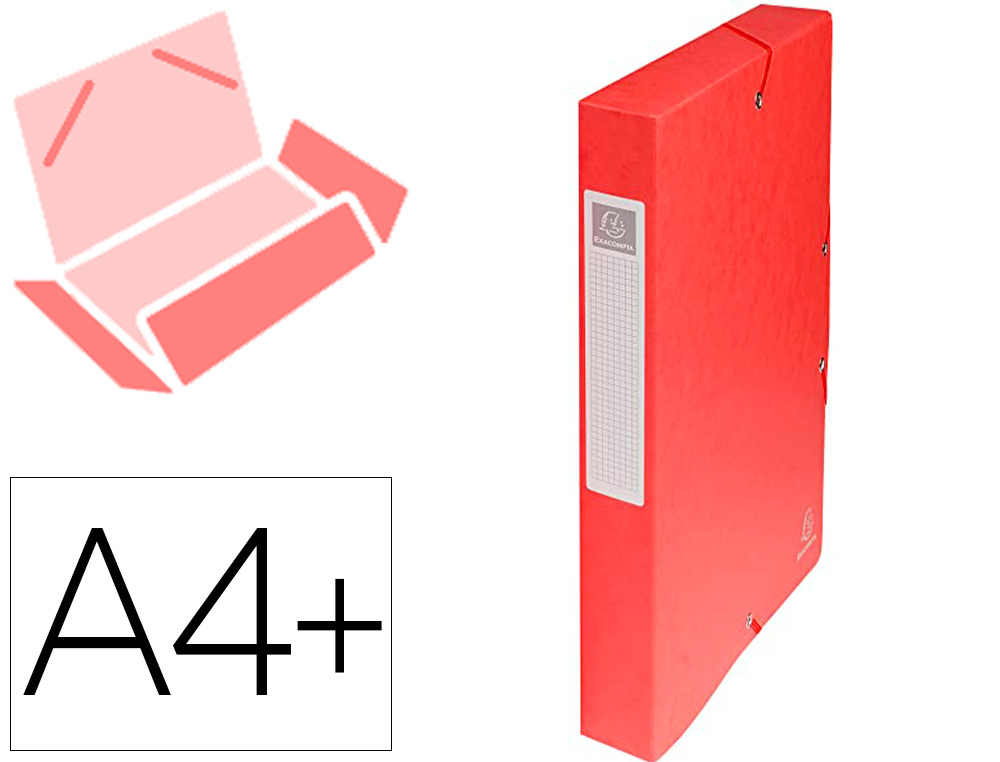BOTE CLASSEMENT EXACOMPTA EXABOX CARTE LUSTRE 7/10E A4+ 25X33CM DOS 6CM COLORIS ROUGE