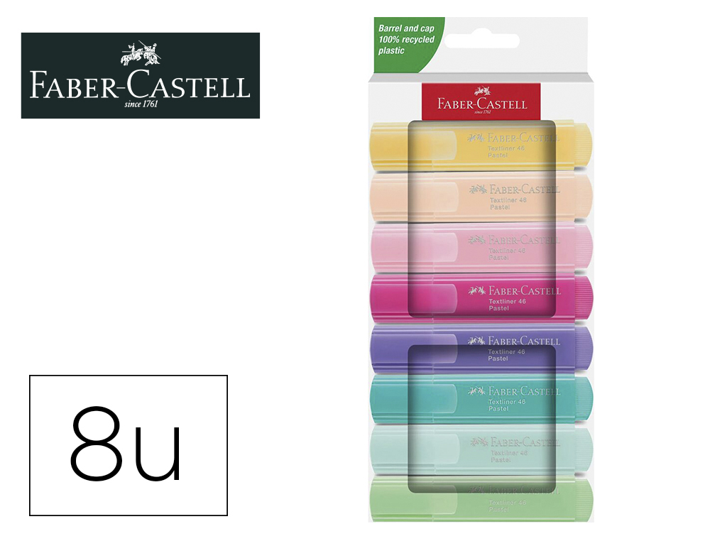 SURLIGNEUR FABER-CASTELL TEXTLINER TL1546              POCHETTE DE 8 COLORIS PASTEL