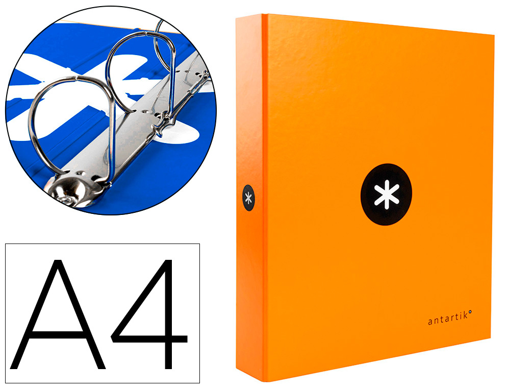 CLASSEUR ANTARTIK 4 ANNEAUX END 40MM A4+ CARTON REMBORD    COLORIS ORANGE
