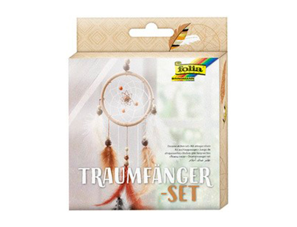 KIT ATTRAPE-REVES FOLIA KIDS CARTON FEUILLES PREDECOUPEES  COLORIER DECORER AVEC STICKERS 1 CERCLES 5 PLUMES 12 PIECES