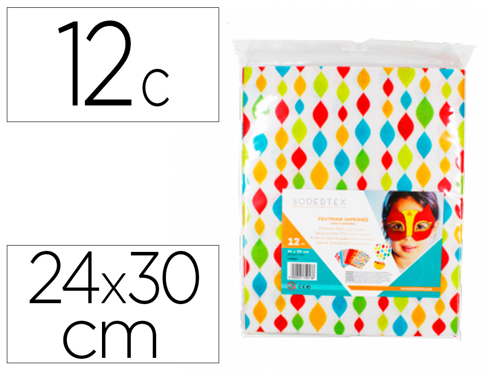 FEUTRINE SODERTEX THEME DOUCE REVERIE 1MM 240X300MM 12      COUPONS COLORIS ET MOTIFS     IMPRIMES ASSORTIS