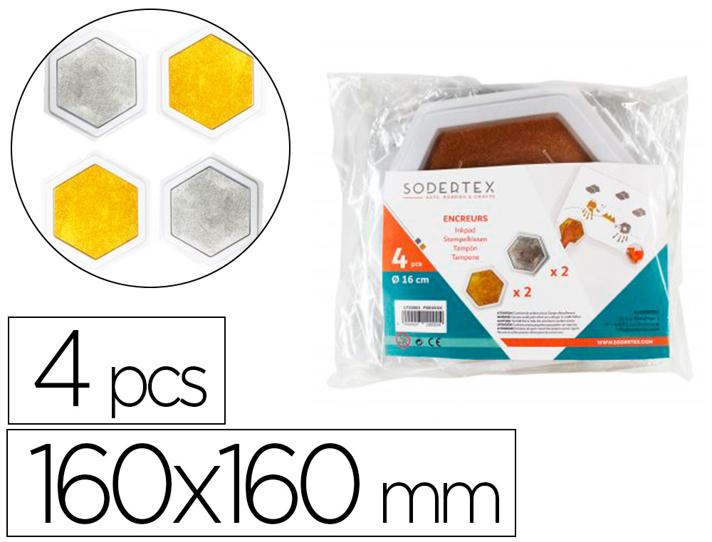 ENCREURS GEANTS SODERTEX OR ET ARGENT 160X160MM 4 PCS 2   COULEURS ASSORTIES