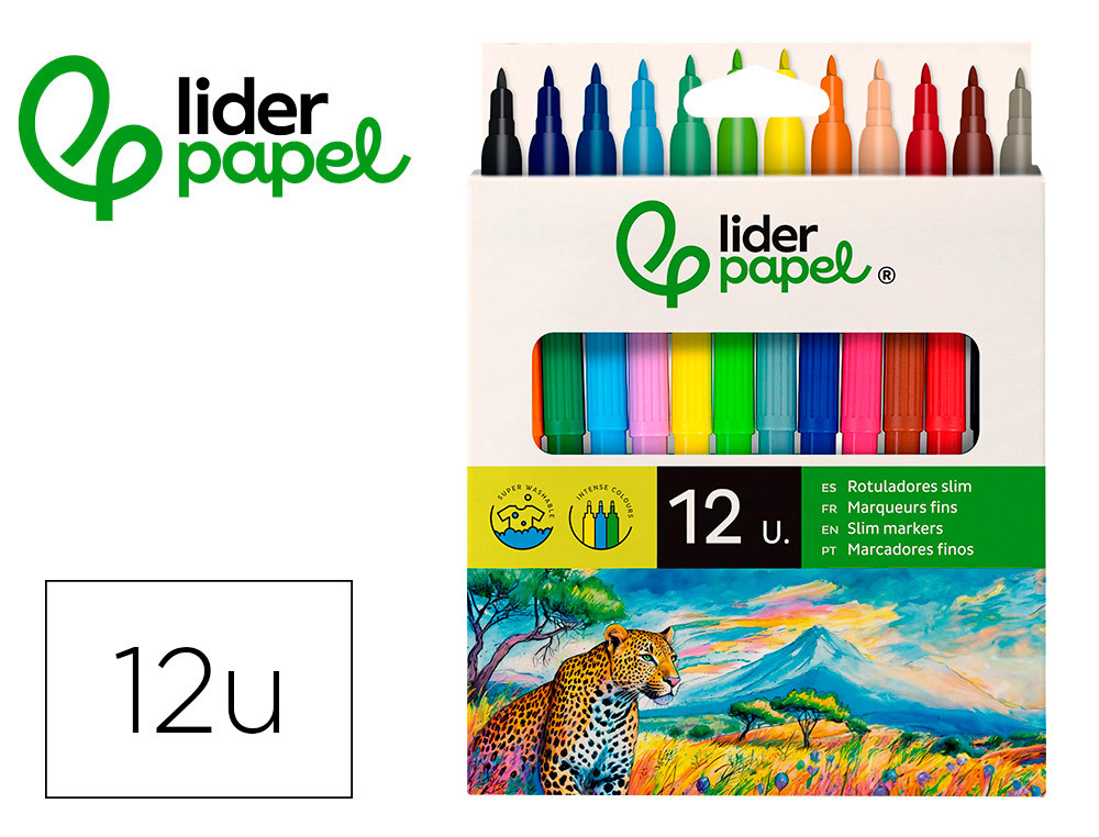 FEUTRE COLORIAGE LIDERPAPEL SLIM LONGUEUR CRITURE 800M POINTE NYLON 2MM DIAMTRE TUI CARTON 12 UNITS
