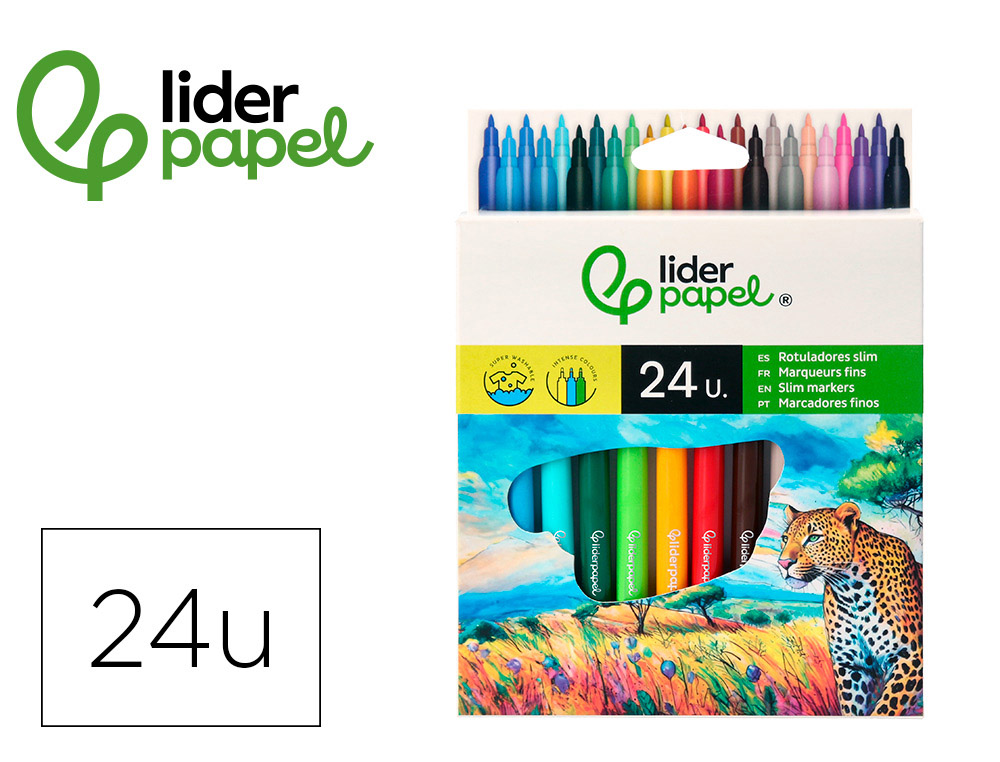 FEUTRE COLORIAGE LIDERPAPEL SLIM LONGUEUR CRITURE 800M POINTE NYLON 2MM DIAMTRE TUI CARTON 24 UNITS