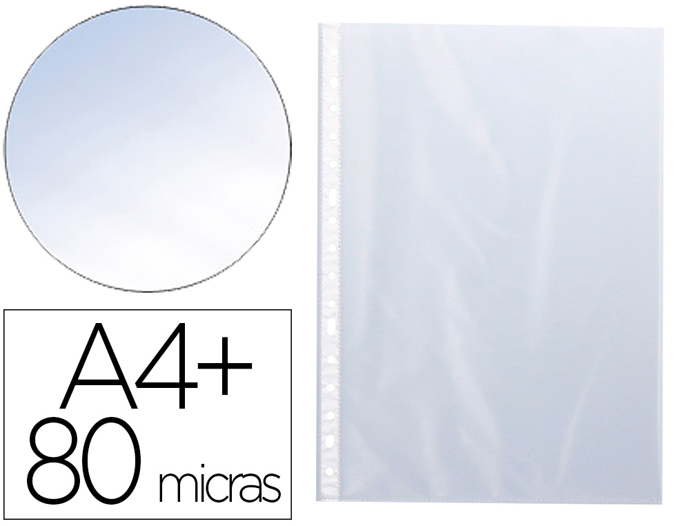 POCHETTE Q-CONNECT POLYPROPYLENE LISSE PERFOREE  FOLIO 80 MC CRISTAL SACHET 10 UNITES