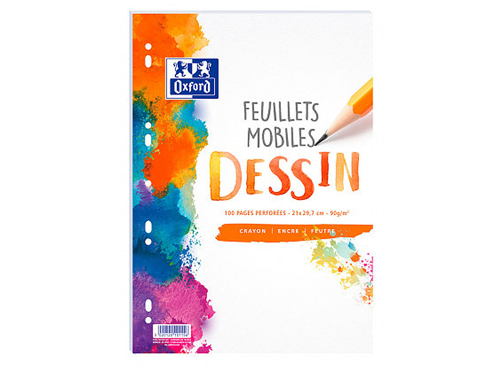 FEUILLET MOBILE OXFORD A4 210X297MM 100 PAGES 90GR RGLURE DESSIN PERFOR SOUS FILM