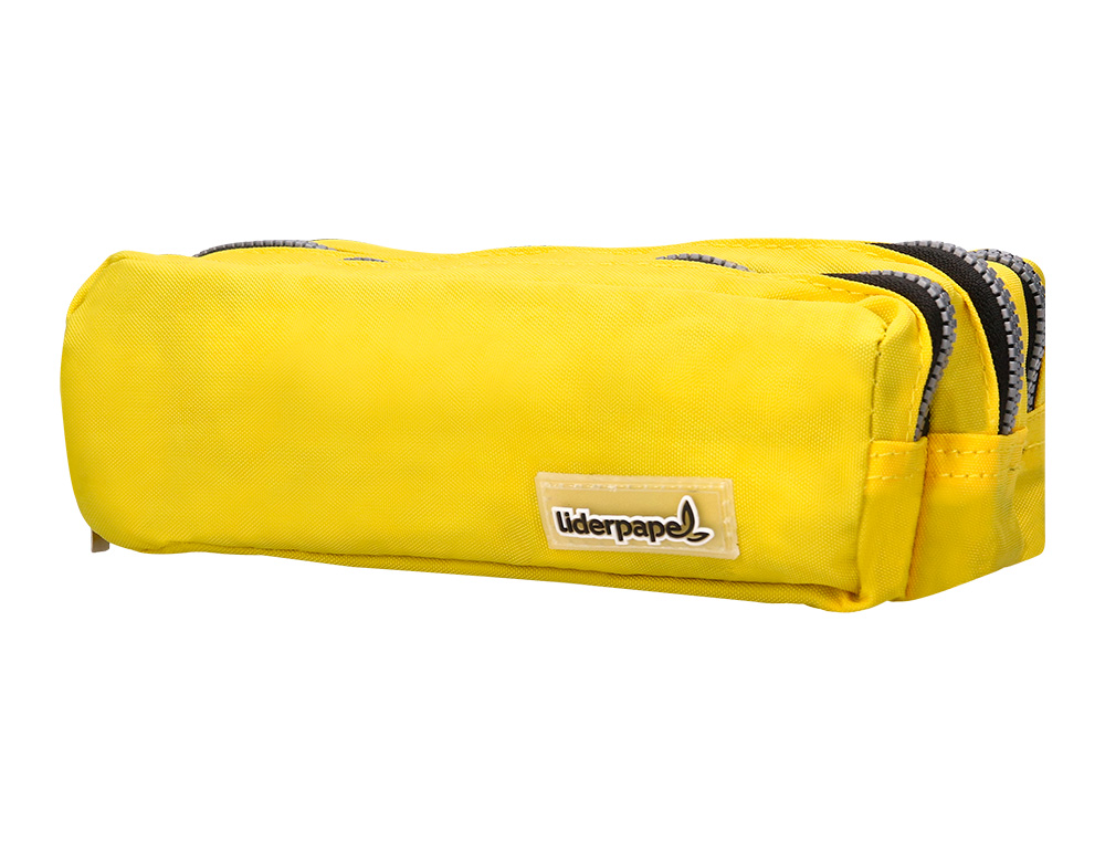 TROUSSE SCOLAIRE LIDERPAPEL LARGE RECTANGULAIRE 3 COMPARTIMENTS 185X80X70MM COLORIS JAUNE