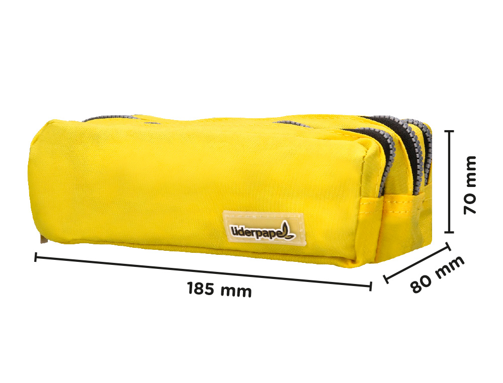 TROUSSE SCOLAIRE LIDERPAPEL LARGE RECTANGULAIRE 3 COMPARTIMENTS 185X80X70MM COLORIS JAUNE