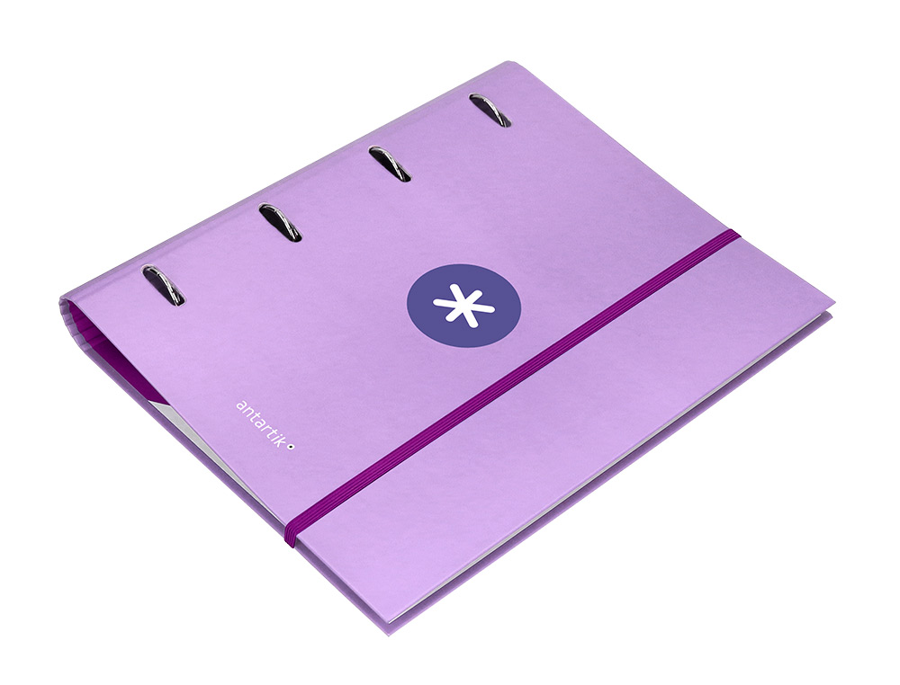 CLASSEUR ANTARTIK 4 ANNEAUX RONDS 40MM A4 CARTON REMBORD FEUILLETS MOBILES Q5X5 COLORISLAVANDE
