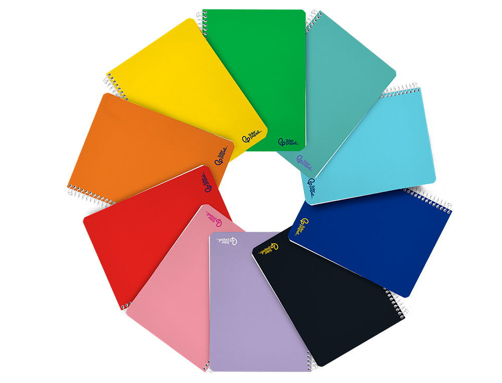 CAHIER SPIRALE LIDERPAPEL SMART COUVERTURE CARTONNEE A5 80F 60G/M2 5X5MM 6 TROUS      COIL-LOCK COLORIS ASSORTIS