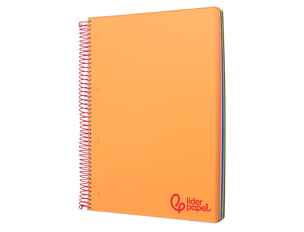 CAHIER SPIRALE LIDERPAPEL A4 MICRO WONDER 240 PAGES 90G    5X5MM 4 TROUS 5 BANDES        COULEURS ORANGE